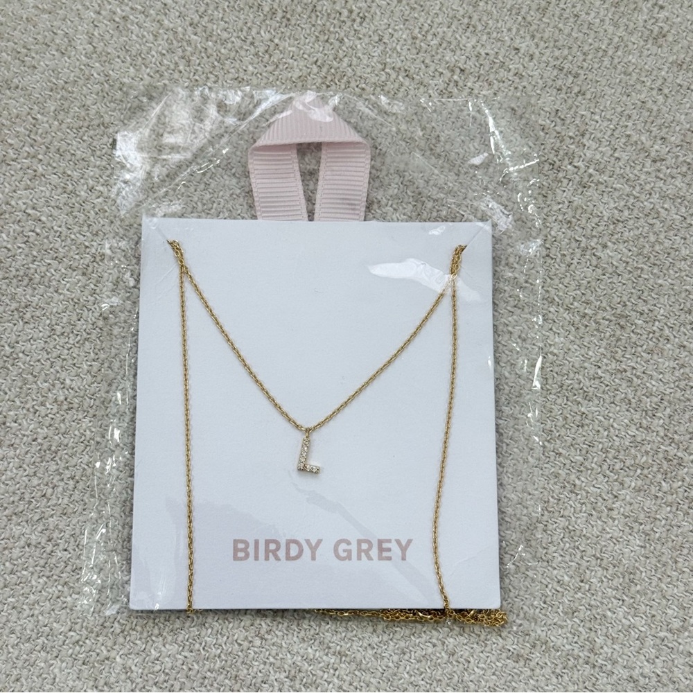 NWT Birdy Grey Pave Initial Necklace L